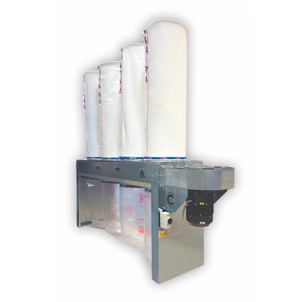 Filtro industrial Icon con bolsas filtrantes y de recogida para aspiración de polvo y virutas de madera