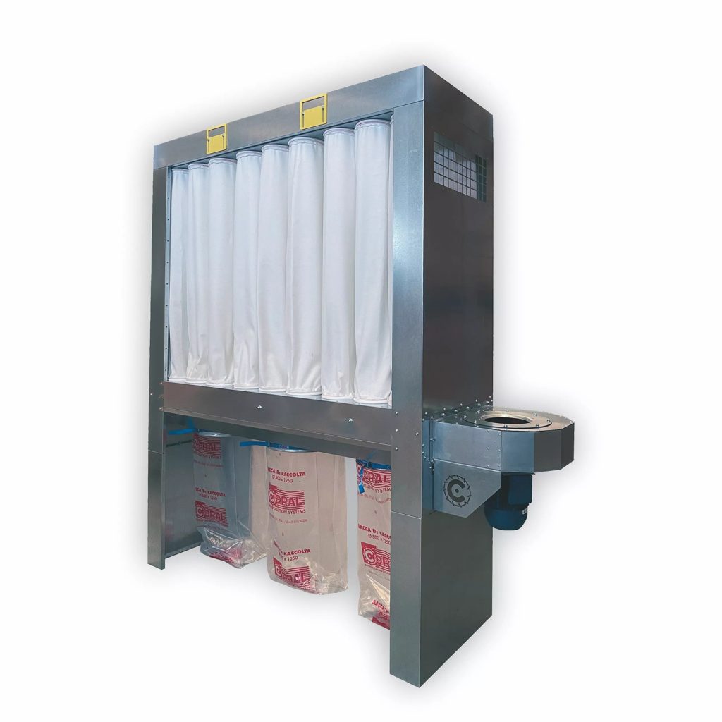 Filtro modular Icon PRO con mangas de poliéster y bolsas de recogida para aspiración de polvo industrial