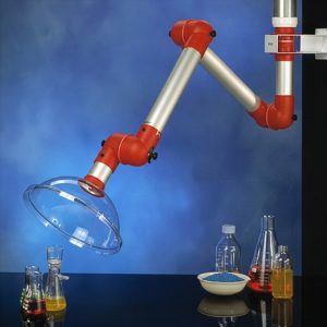 Brazo articulado ALSIDENT con campana transparente para aspiración localizada en laboratorio