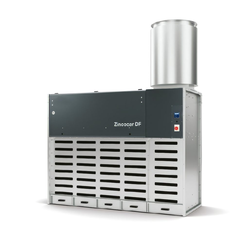 Pared aspirante Zincocar DF con ranuras frontales y cartuchos horizontales para filtración de polvo y humos